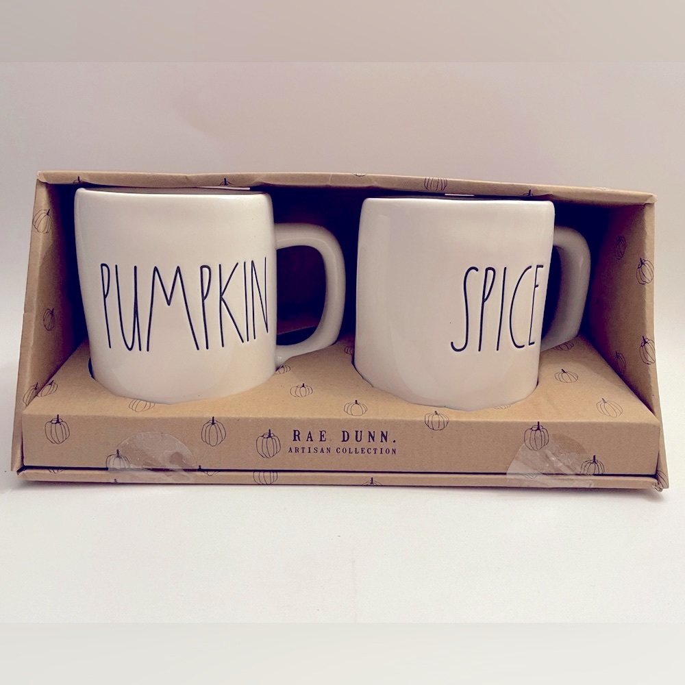 Rae Dunn Pumpkin & Spice Ceramic Mug Set